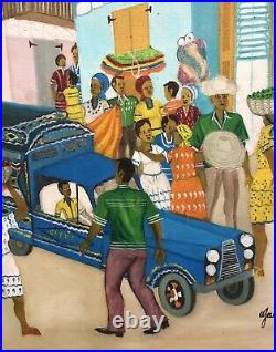 Vintage Gregoire Etienne Haiti Art Painting Ceremonial Haitian Celebration