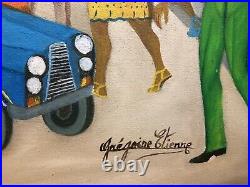 Vintage Gregoire Etienne Haiti Art Painting Ceremonial Haitian Celebration
