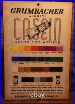Vintage Grumbacher Casein Artist Tube Paint Color Sample Wood Display Sign Rare