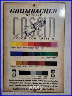 Vintage Grumbacher Casein Artist Tube Paint Color Sample Wood Display Sign Rare