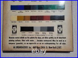 Vintage Grumbacher Casein Artist Tube Paint Color Sample Wood Display Sign Rare