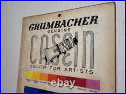 Vintage Grumbacher Casein Artist Tube Paint Color Sample Wood Display Sign Rare Vintage Grumbacher Casein Artist Tube Paint Color Sample Wood Display Sign Rare