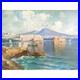 Vintage Gulf of Naples Mount Vesuvius Oil Painting on Canvas Signed Romano