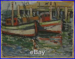 Vintage HALE BOWER ANTHONY Gloucester Fishing Boats PAINTING Listed Cape Ann