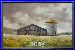 Vintage HECTOR SALAS Old Barn Original Oil Painting