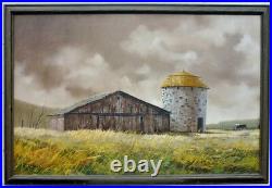 Vintage HECTOR SALAS Old Barn Original Oil Painting