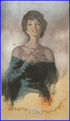 Vintage HOWARD CONNOLLY'Woman in Dress' PULP Book ILLUSTRATION PAINTING -LISTED