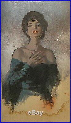 Vintage HOWARD CONNOLLY'Woman in Dress' PULP Book ILLUSTRATION PAINTING -LISTED