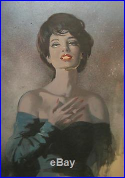 Vintage HOWARD CONNOLLY'Woman in Dress' PULP Book ILLUSTRATION PAINTING -LISTED