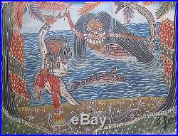 Vintage Haitian Art Brut Painting By Famous Andre Pierre Primitive Naive Voodoo