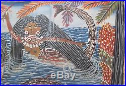 Vintage Haitian Art Brut Painting By Famous Andre Pierre Primitive Naive Voodoo