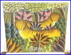 Vintage Haitian Painting On Canvas Signed