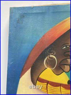Vintage Haitian Painting On Canvas Signed