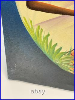 Vintage Haitian Painting On Canvas Signed