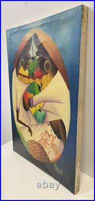 Vintage Haitian Painting On Canvas Signed