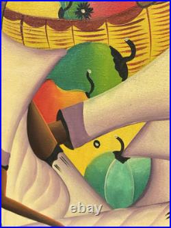 Vintage Haitian Painting On Canvas Signed