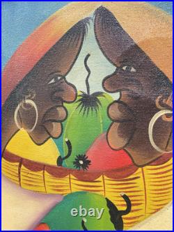 Vintage Haitian Painting On Canvas Signed