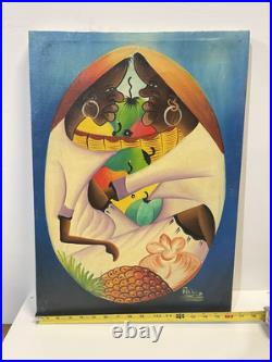 Vintage Haitian Painting On Canvas Signed