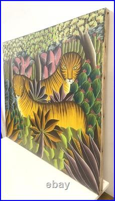 Vintage Haitian Painting On Canvas Signed