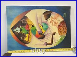 Vintage Haitian Painting On Canvas Signed