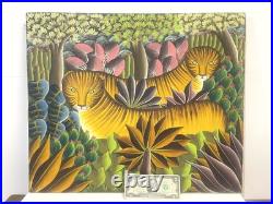 Vintage Haitian Painting On Canvas Signed