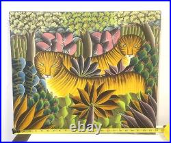Vintage Haitian Painting On Canvas Signed