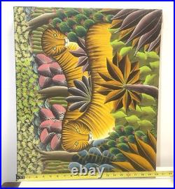 Vintage Haitian Painting On Canvas Signed