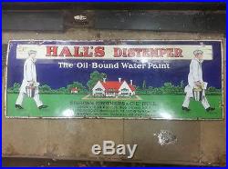 Vintage Hall's Distemper House oil water Paint Color Enamel Sign Made England