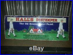 Vintage Hall's Distemper House oil water Paint Color Enamel Sign Made England