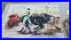 Vintage Hand-Painted Bullfighting Tile Mural Signed M. Hunt 48-Piece Ceramic