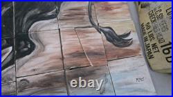 Vintage Hand-Painted Bullfighting Tile Mural Signed M. Hunt 48-Piece Ceramic