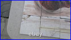Vintage Hand-Painted Bullfighting Tile Mural Signed M. Hunt 48-Piece Ceramic