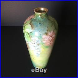 Vintage Hand Painted Porcelain Ginori Italy12.5Floral Vase #169 Artist Signed