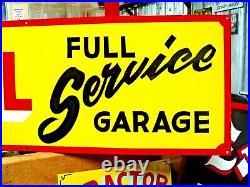 Vintage Hand Painted SHELL FULL SERVICE Gas Oil Station Metal SIGN Shop Garage