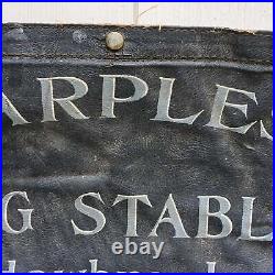 Vintage Hand Painted Sign on Leather Sharpless Riding Stables Meadowbrook, PA