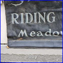 Vintage Hand Painted Sign on Leather Sharpless Riding Stables Meadowbrook, PA