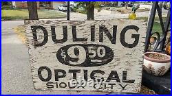 Vintage Hand Painted Wood Sign Duling Optical Sioux City IA Optometrist Antique