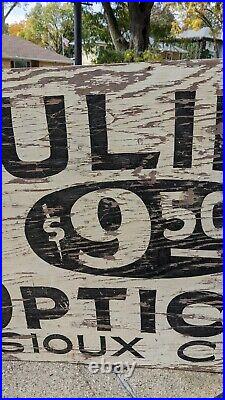 Vintage Hand Painted Wood Sign Duling Optical Sioux City IA Optometrist Antique