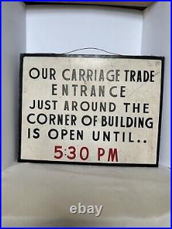 Vintage Hand painted Carriage Trade Sign Crackle Paint Horses Buggies