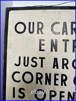 Vintage Hand painted Carriage Trade Sign Crackle Paint Horses Buggies