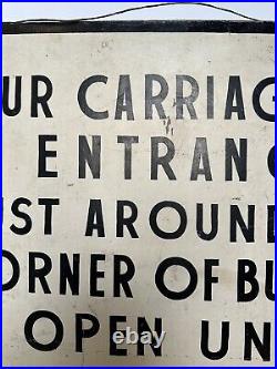 Vintage Hand painted Carriage Trade Sign Crackle Paint Horses Buggies