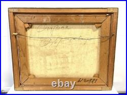 Vintage Harbor Scene Abstract Painting On Canvas Signed And Framed