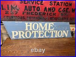 Vintage Hardware Store Painted Wood Sign Home Protection Hanging Display Sign