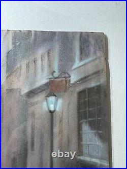 Vintage Hareimann Village Street Nocturne Scene Pastel Painting -Signed/Framed