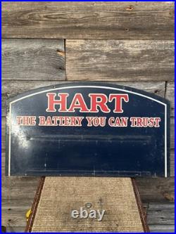 Vintage Hart Batteries Sign Double Sided Painted Metal Original
