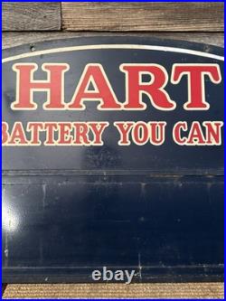 Vintage Hart Batteries Sign Double Sided Painted Metal Original