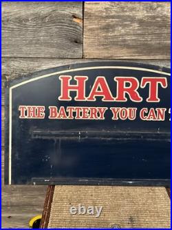 Vintage Hart Batteries Sign Double Sided Painted Metal Original