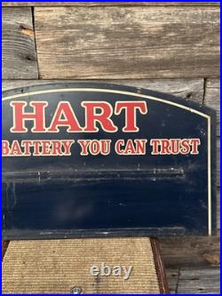Vintage Hart Batteries Sign Double Sided Painted Metal Original
