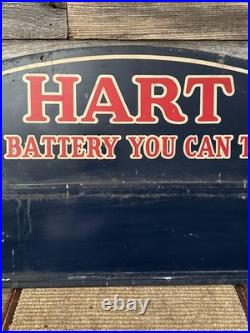 Vintage Hart Batteries Sign Double Sided Painted Metal Original