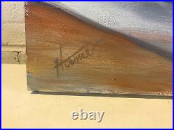 Vintage Helen Hume Signed Oil Painting Storefront Buildings Street Cityscape